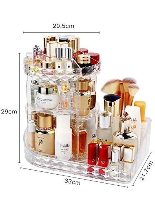 360-degree rotating makeup organizer, adjustable-level perfume organizer shelf, large-capacity transparent cosmetic box - Image 5